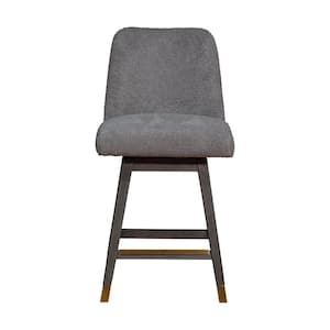 26 in. Gray High Back Wood Bar Chair with Upholstery Seat