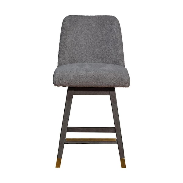 HomeRoots 26 in. Gray High Back Wood Bar Chair with Upholstery Seat