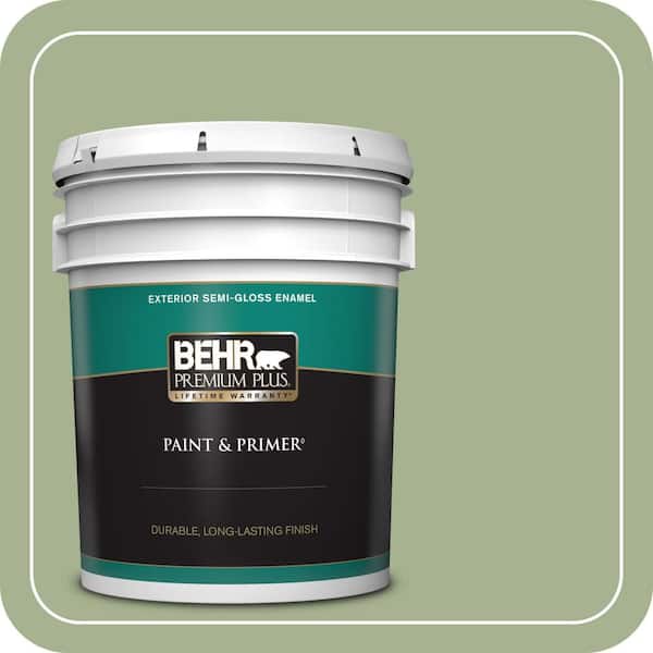 BEHR PREMIUM PLUS 5 gal. #PPU11-06 Willow Grove Semi-Gloss Enamel Exterior Paint & Primer