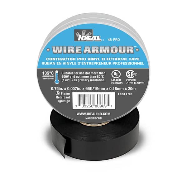 IDEAL Wire Armour 3/4 in. x 66 ft. x 0.007 in. Contractor Pro Vinyl Tape,  Black 46-PRO-HD - The Home Depot