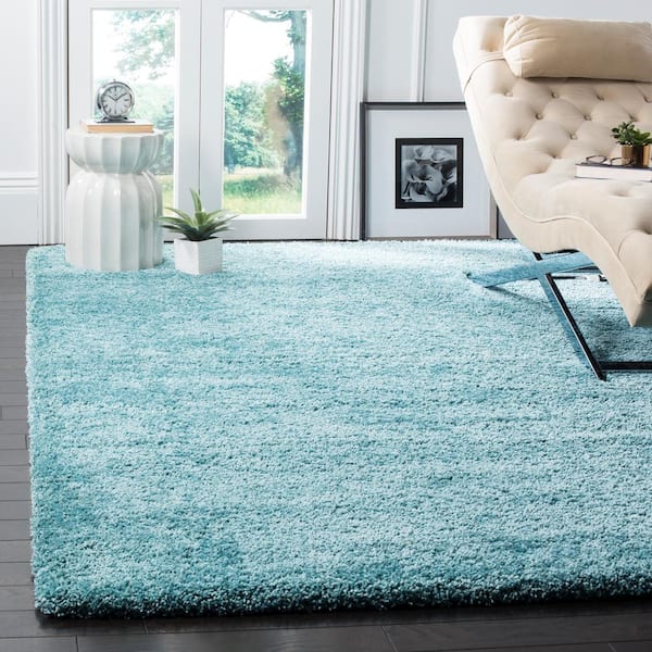 Milan Shag 8 ft. x 10 ft. Aqua Blue Solid Area Rug