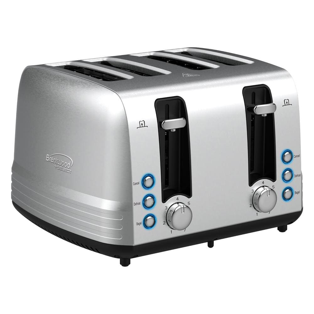 Miranda Toaster Brentwood 1500 W 4-Slices Metallic Extra-Wide Slot Toaster TS-447S ...