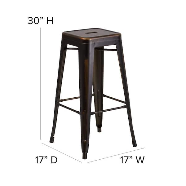Distressed Copper Bar Stool, How To Paint And Distress Metal Bar Stools