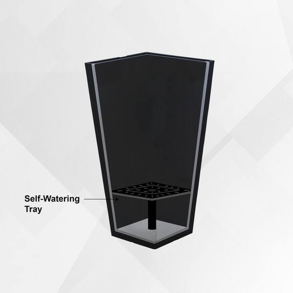 Modern 28 in. Black Square Planter, Tapered Plastic Design for Indoor & Outdoor Use, Perfect for Patio or Home Decor
