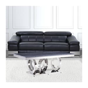 51 in. Gray Rectangle Faux Marble Coffee Table