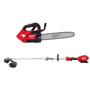 M18 FUEL 14 in. Top Handle 18V Lithium-Ion Brushless Cordless Chainsaw w/ M18 FUEL QUIK-LOK String Trimmer (2-Tool)