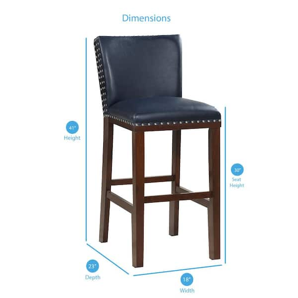 Steve Silver Tiffany 30 in. Navy Contemporary Bar Stool Set of 2