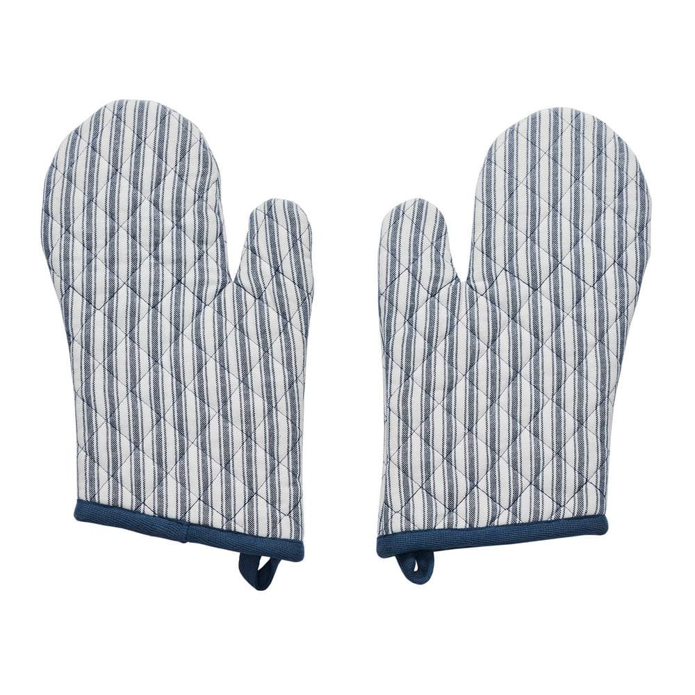 Sawyer Mill Blue Striped Cotton Oven Mitt Set
