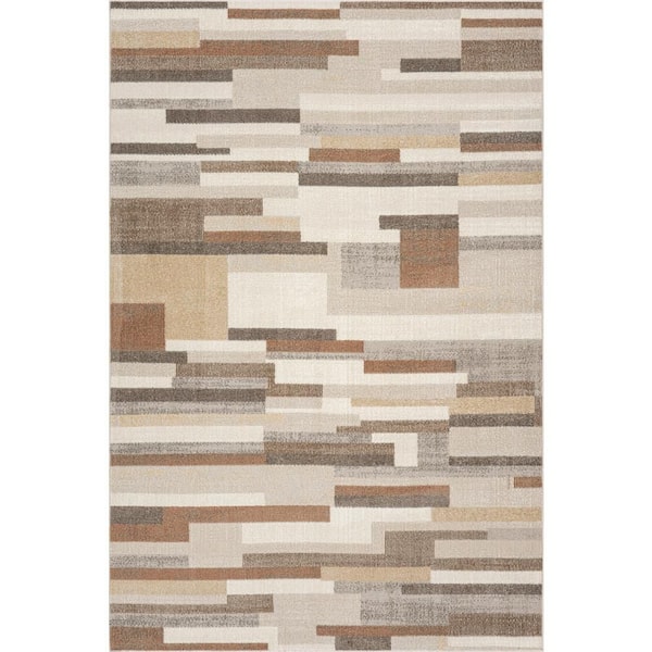 Lucasta Rustic Abstract Washable Area Tan 3 ft. x 8 ft. Indoor Runner Rug