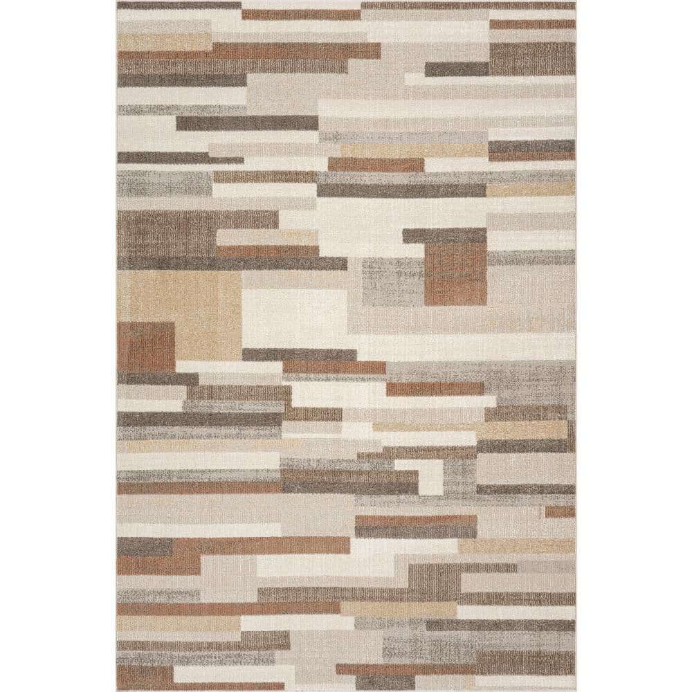Lucasta Rustic Abstract Washable Area Tan 5 ft. x 8 ft. Indoor Area Rug price history on PriceWatchPro