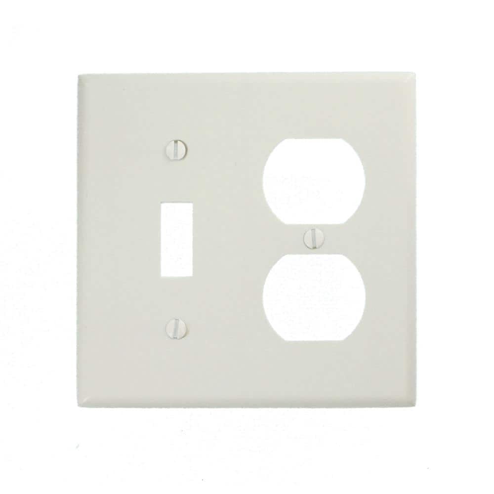 White Thermoset 2-Gang Toggle and Duplex Wall Plate