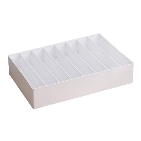 Lukyamzn Large Cable Organizer Box with Wire Ties 8 Compartment Stackable Cord Storage for Office Home White 2 Pcs