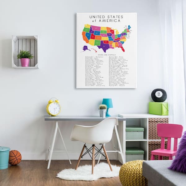 Stupell Industries USA Map State Abbreviations and Capitals Playful Tone by  Anna Quach Unframed Print Abstract Wall Art 36 in. x 48 in. ai-289_cn_36x48  - The Home Depot