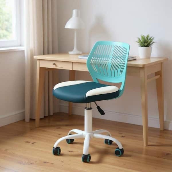 Upholstery Ergonomic Chair in White Armless