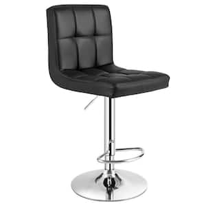 Black Adjustable Armless PU Leather Bar Stool Swivel Kitchen Counter Bar Chair
