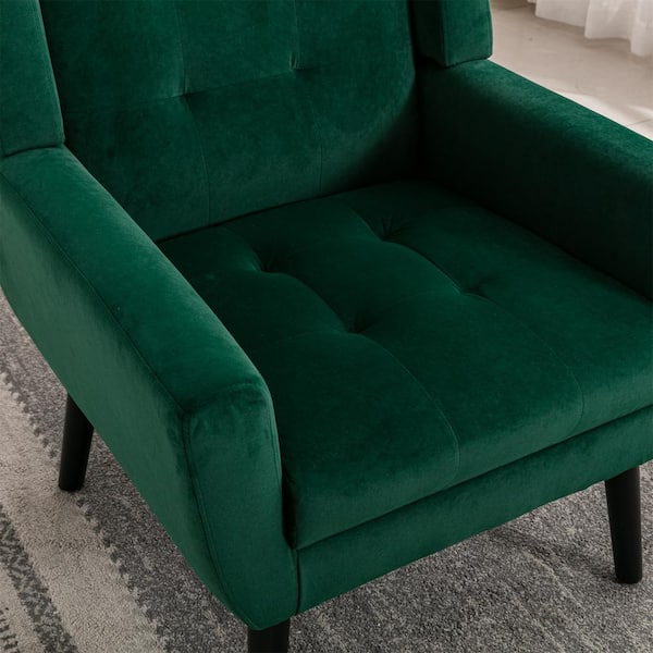 URTR Retro Green Soft Velvet Ergonomics Accent Chair with Armrest