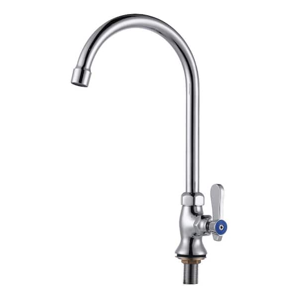 Single Handle Deck Mount Standard Kitchen Faucet with 6.5" Gooseneck Swivel Spout & Supply Lines in Polished Chrome