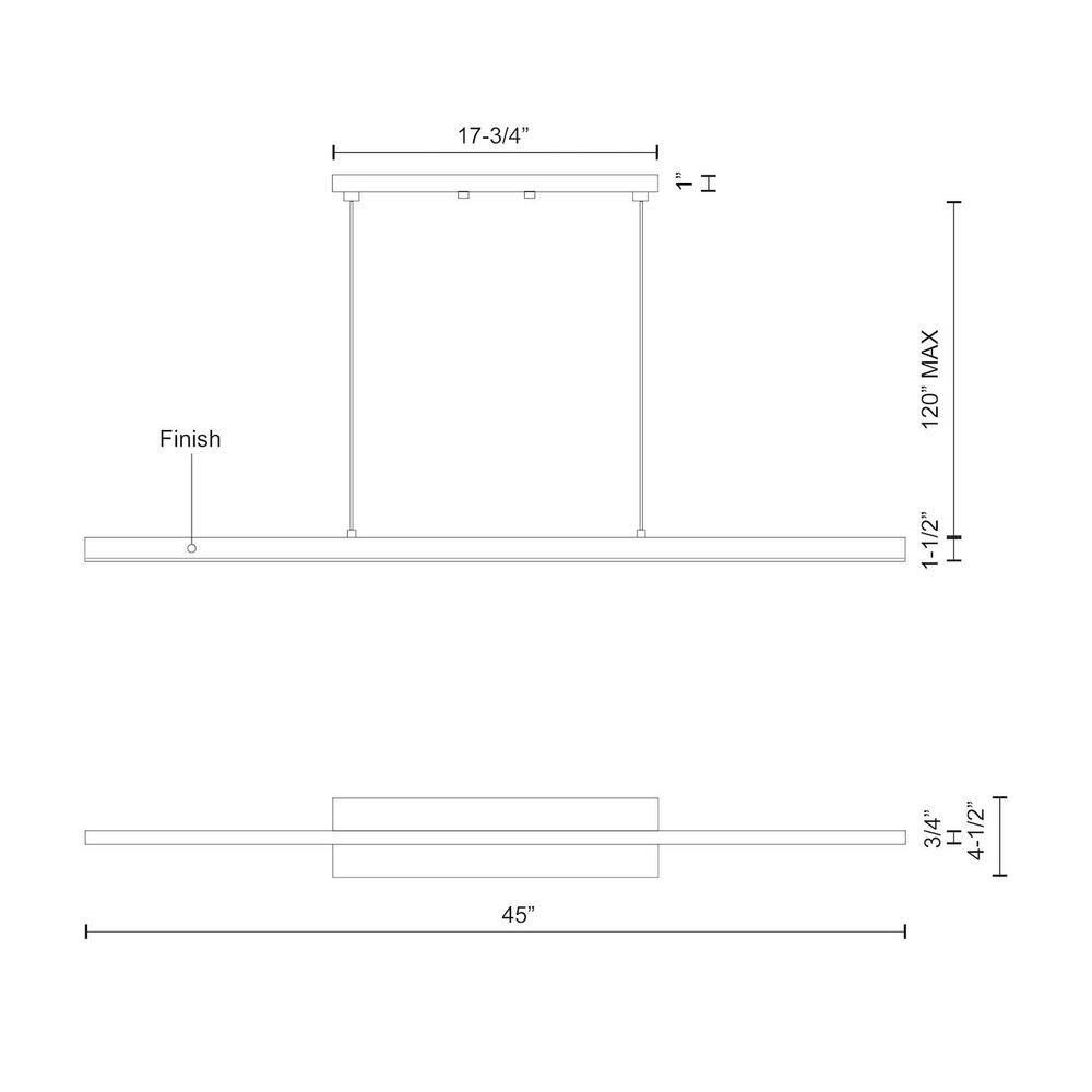 Vega 45" Brushed Nickel LED Linear Island Pendant