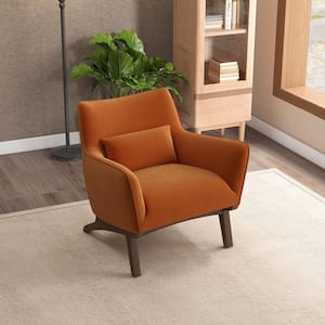 Gatsby Mid Century Modern Luxury Burnt Orange Velvet Upholstered Accent Comfy Wide Armchair