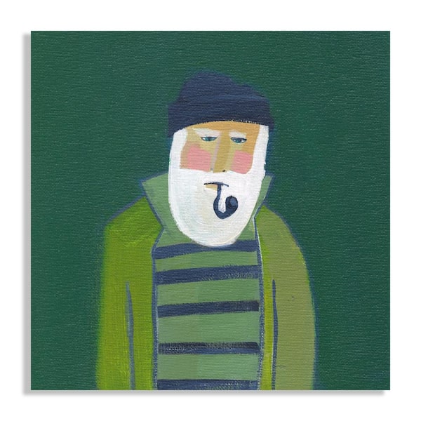 Melissa Van Hise Sailor with Green Coat by Kate Mancini Unframed Canvas Art Print 22 in. x 22 in.
