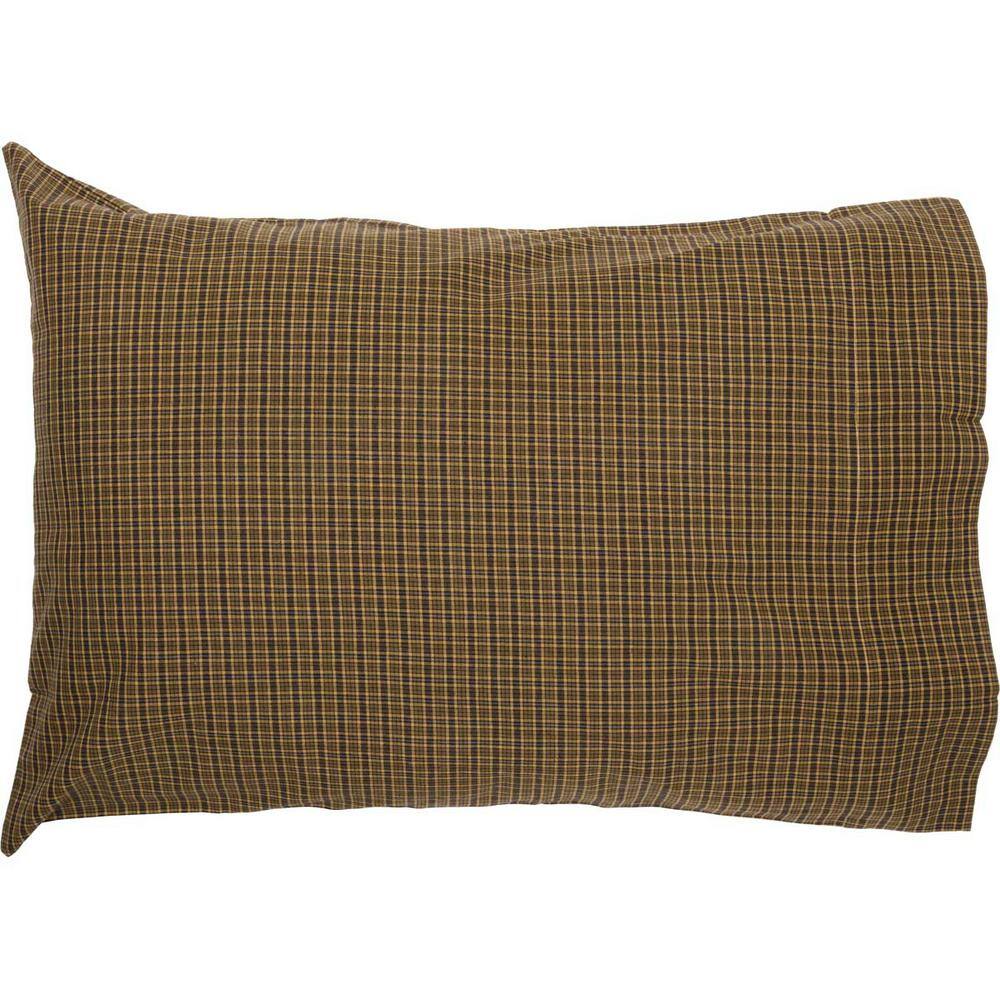 Green Plaid Cotton Standard Pillowcase Set of 2