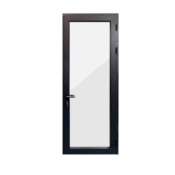 36 in. x 96 in. Mat Black Left Swing/Outswing Aluminum Single Patio Door with Aluminum Frame and Lockset