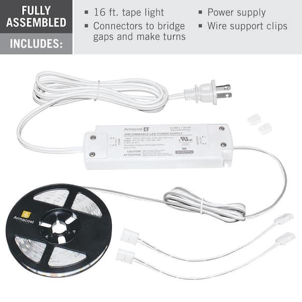 Armacost Lighting 424502 RibbonFlex (5m) Home AC Dimmable Soft White LED Tape Light Kit 2700K