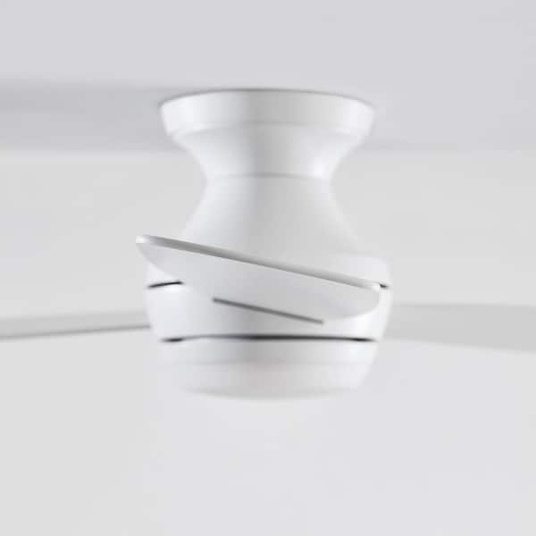 Generation Lighting - Ikon 52 in. Integrated LED Indoor Matte White Hugger Ceiling Fan with White Blades Light Kit and Remote Control