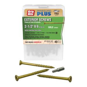 #9 x 2-1/2 in. Star-Drive Flat Head Gold All Purpose Screw 40 per Box