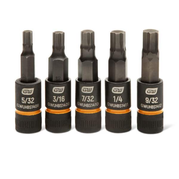 1/4 in. Drive SAE Impact Bi-directional Hex Bit Socket Set (5-Piece)