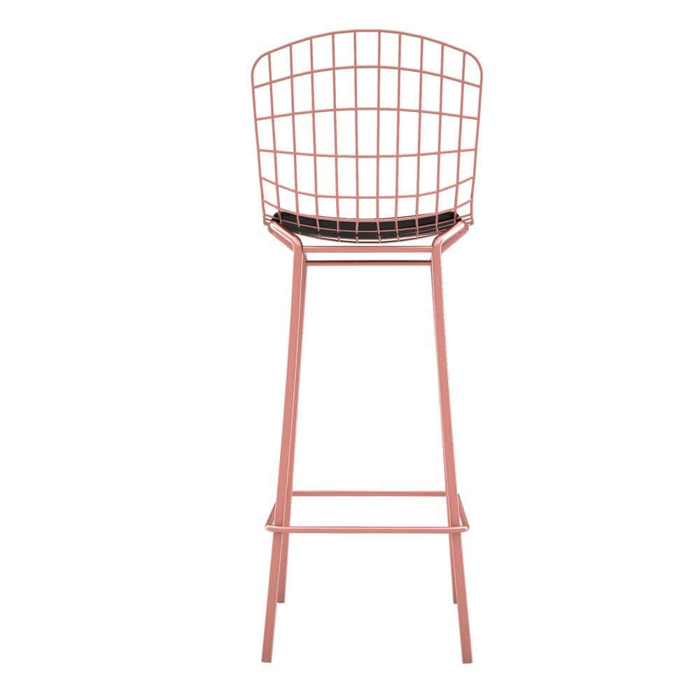 Madeline 42" Rose Pink Gold and Black Industrial Chic Barstool Set