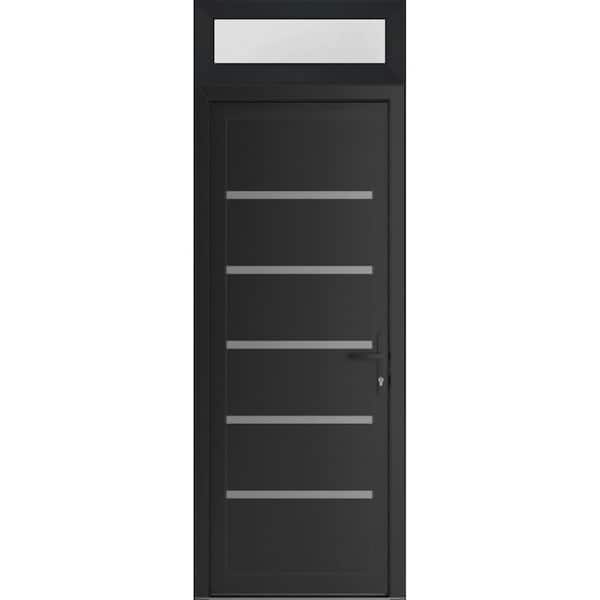 32 in. x 94 in. Left-hand/Inswing Frosted Glass Matte Black Steel Prehung Front Door with Hardware