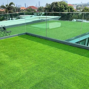 4 ft. x 10 ft. Green Outdoor Artificial Grass Runner Rug Thick Realistic Artificial Turf Fake Grass 1.38 in. Pile Height