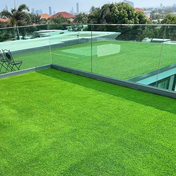 6.5 ft. x 13 ft. Green Outdoor Artificial Grass Runner Rug Thick Realistic Artificial Turf Fake Grass 1.38 in. H Pile