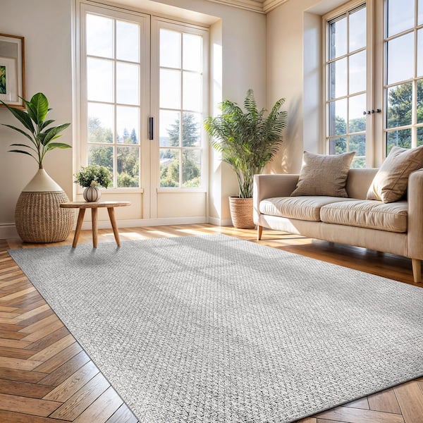 Jutem Grey 4 ft. x 6 ft. Solid Indoor Area Rug