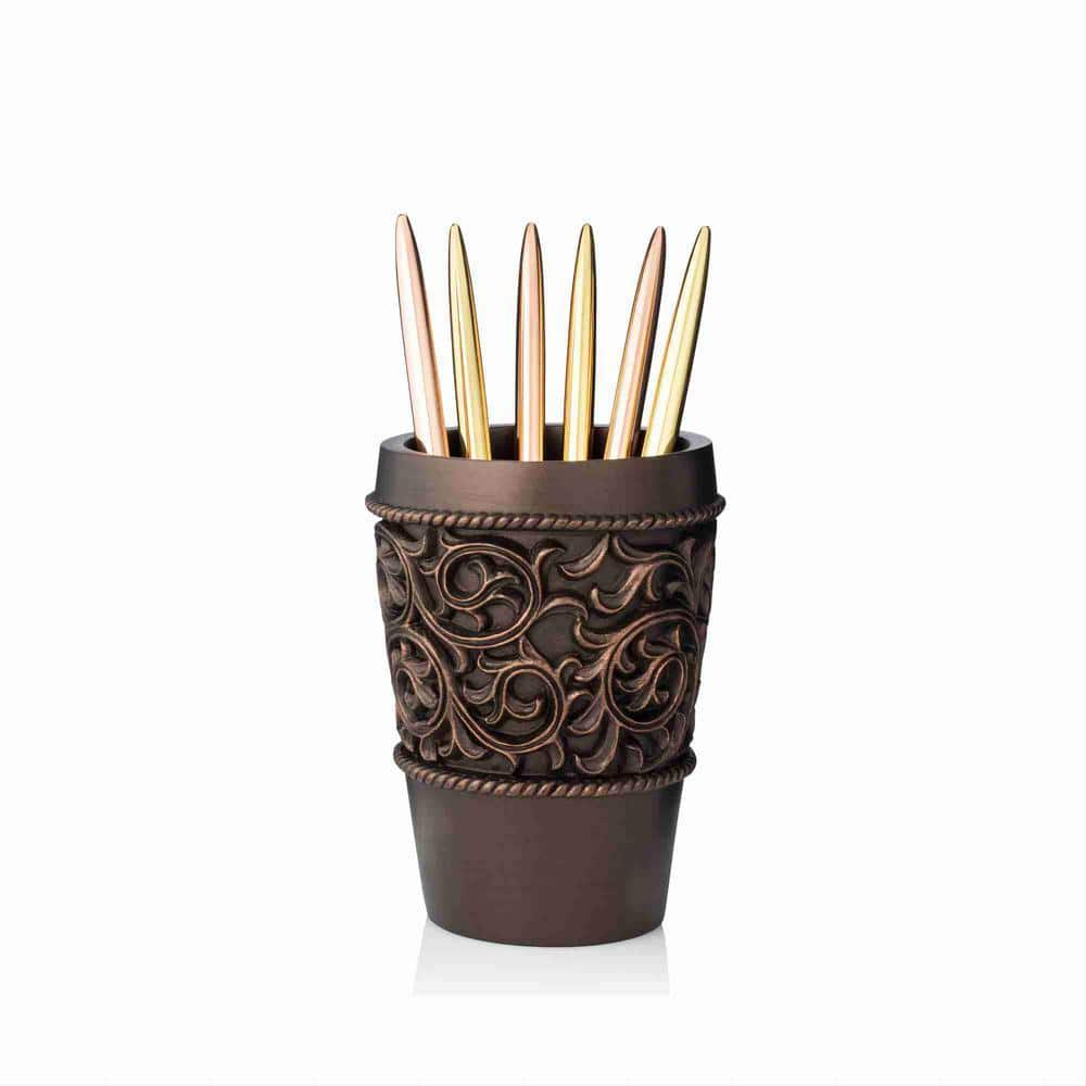 ブラウン セラミック サービングディッシュ 10点セット Dyiom 4-Piece Bronze Bathroom Accessory Set, Complete Set Includes