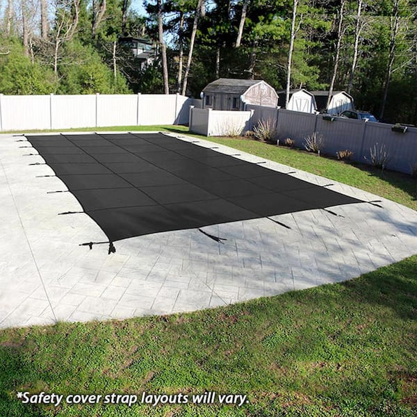 Pool Mate Mesh 16 ft. x 36 ft. Black In Ground Pool Safety Cover