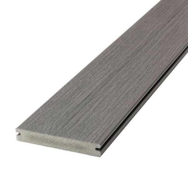Vista 1 in. x 5-1/2 in. x 12 in. Driftwood Slotted Composite Deck Board Sample