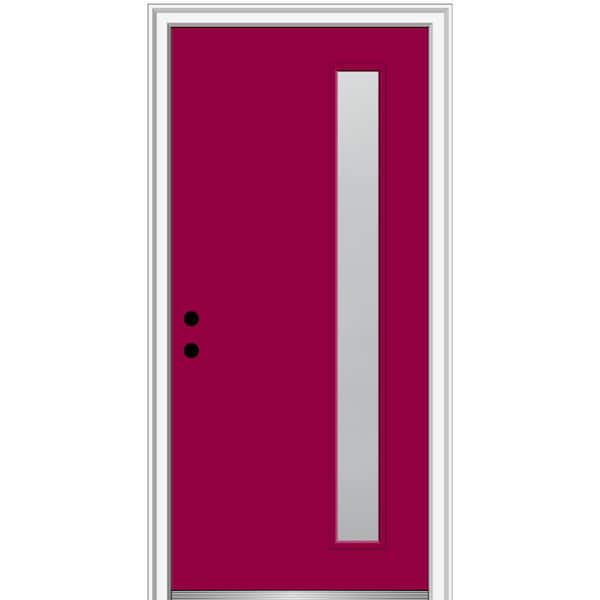 MMI Door 36 in. x 80 in. Viola Right-Hand Inswing 1-Lite Frosted Glass Painted Steel Prehung Front Door on 6-9/16 in. Frame