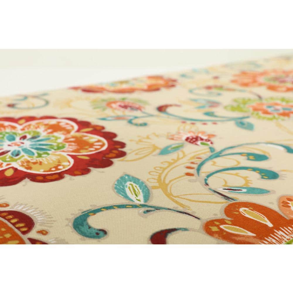 Bright Floral Beige and Multicolor Outdoor Throw Pillow Set
