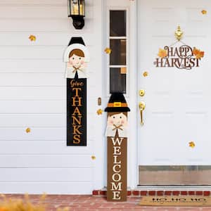 Glitzhome 24in. H Halloween Wooden Standing Easel Sign Decor Decor -  22072675