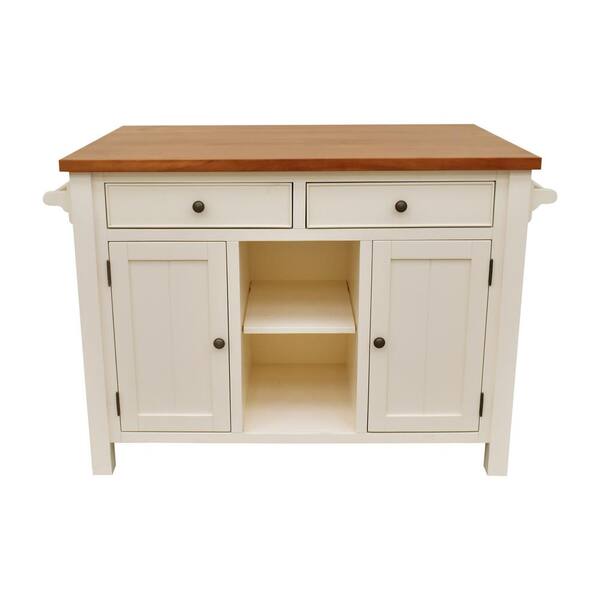222 Fifth Atlantic White Kitchen Island with Overhang