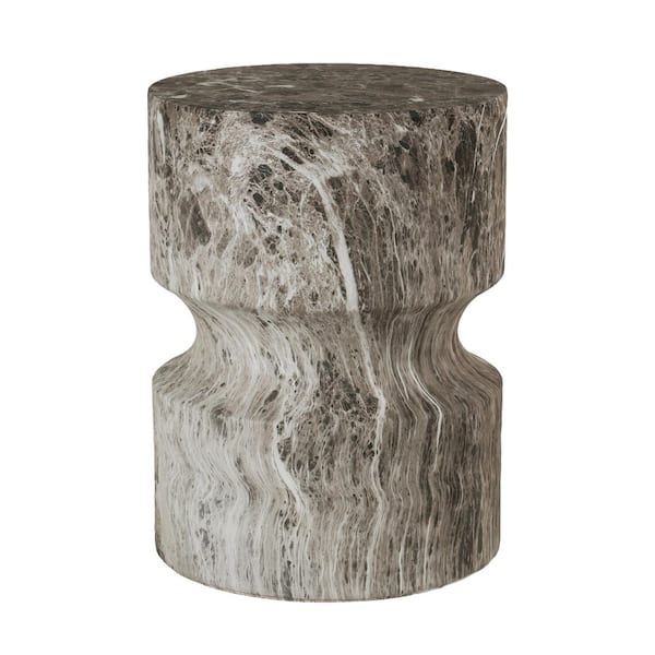 Thomas Marble Round Magnesium Oxide Outdoor Side Table for Patio and Garden