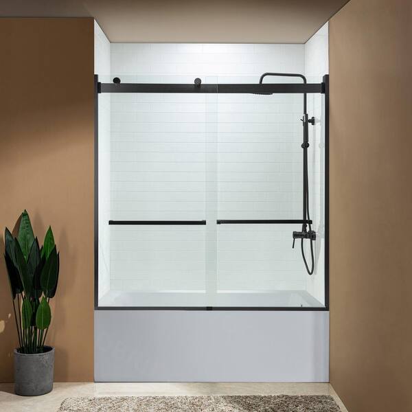 WOODBRIDGE Garfield 60 in. x 62 in. Double Sliding Frameless Shower