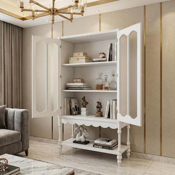 MOFU　シェルフ FUFU&GAGA White 62.2 in. H Accent Cabinet Office Storage Cabinet