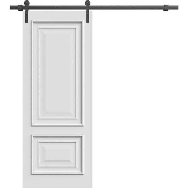 7822 28 in. x 80 in. Sold Core White Enamel Color Wood Sliding Barn Door with Hardware Kit
