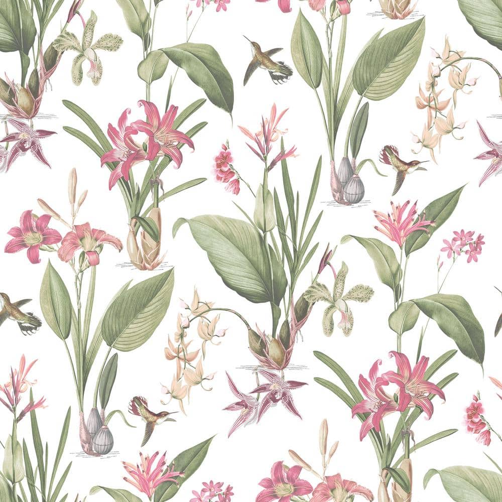 Secret Garden White and Neutral Beautiful Botantical Non-Woven Paper Non-Pa