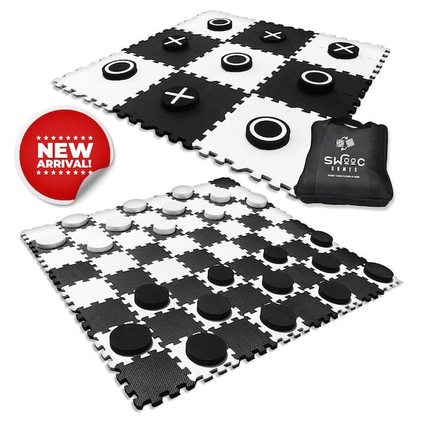 SWOOC 2-in-1 Premium Giant Checkers and Tic Tac Toe Game (4ftx4ft