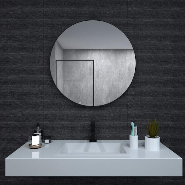 niveal 32 in. W x 32 in. H Round Framed Wall Bathroom Vanity Mirror