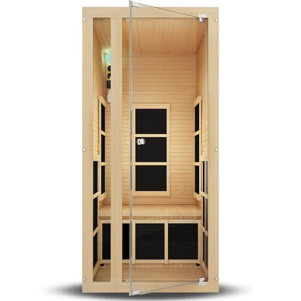 JNH Lifestyles Joyous 1-Person Far Infrared Sauna with 6 Carbon Fiber Heaters Easy Plug-N-Play and LED Lighting